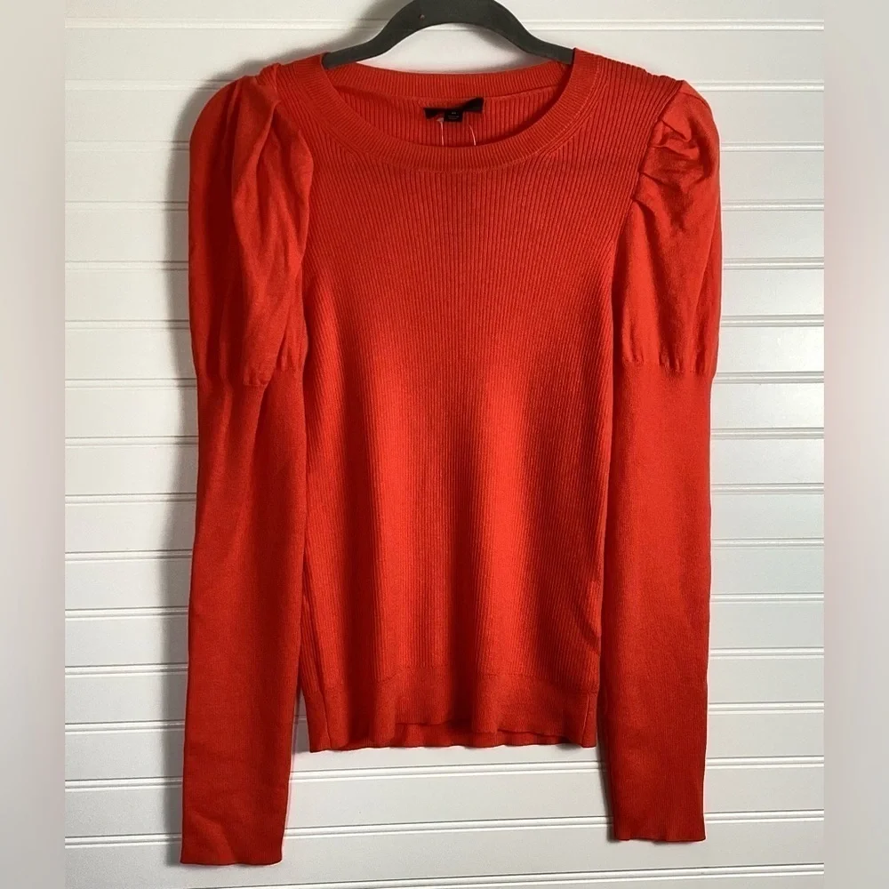 J. Crew NWT Red / orange Puff Sleeve sweater Size Medium